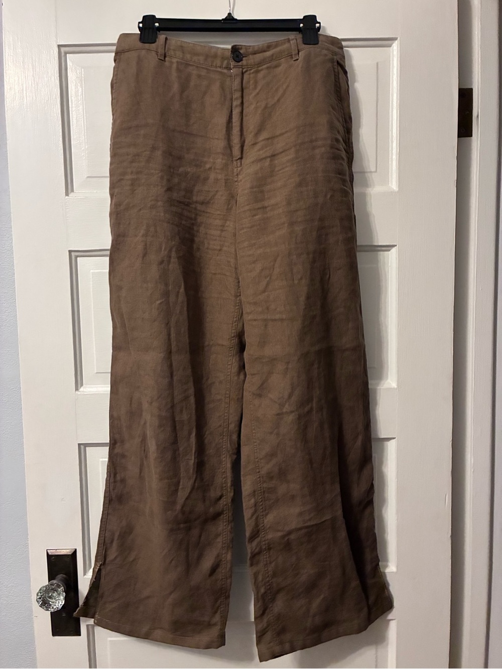 Madewell The Tall Zoe Relaxed Straight Pant in 100% Linen Size T8 Mushroom Brown